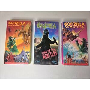 Vintage GODZILLA VHS Lot 3 Tapes:‎ King of Monsters, Vs Mothra, Vs Monster Zero!